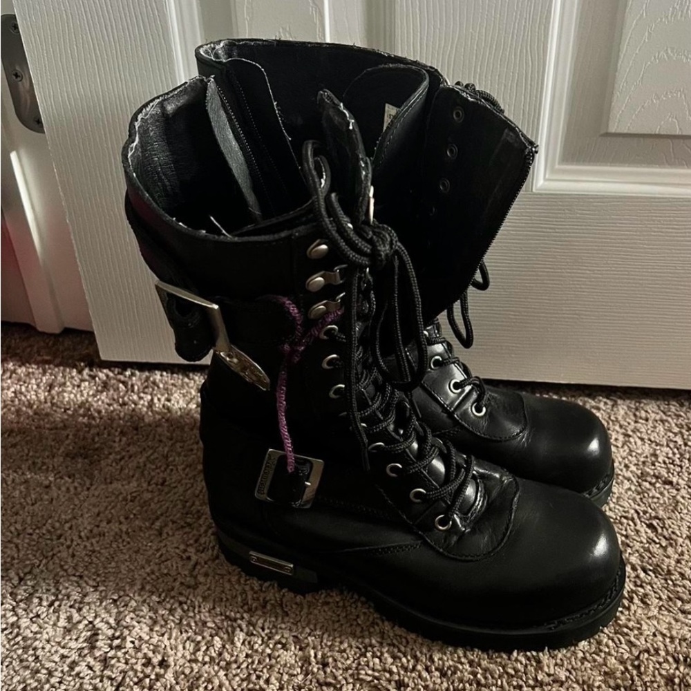 Biker zip up leather boots, simply not my size but so fabulous